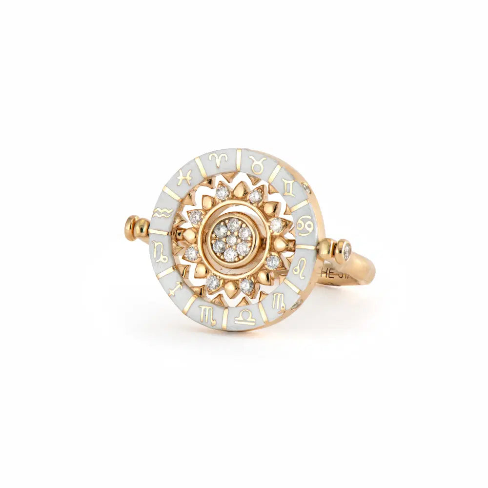 Three Stories Tell Your Story Zodiac Flip Ring in 14K Yellow Gold, Size 6.5