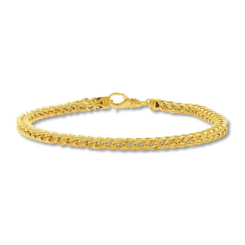 4.4MM Square Franco Chain Bracelet in 14K Yellow Gold, 8.75" Length