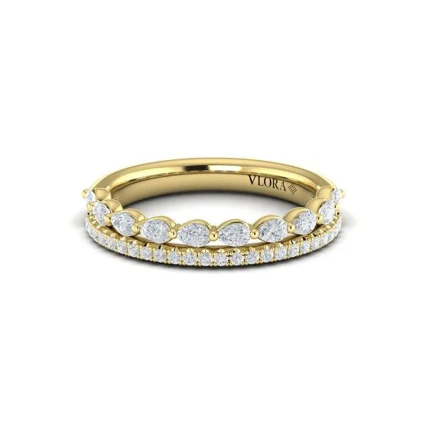 2 Row Alternating Marquise & Round Diamond Band in 14K Yellow Gold, Size 6.5