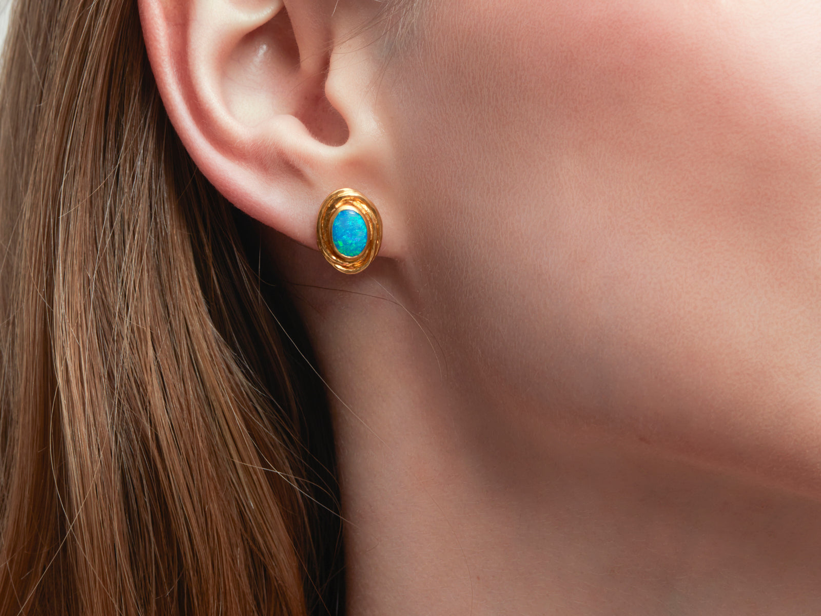 Gurhan Muse Opal Stud Earrings in 24K Yellow Gold