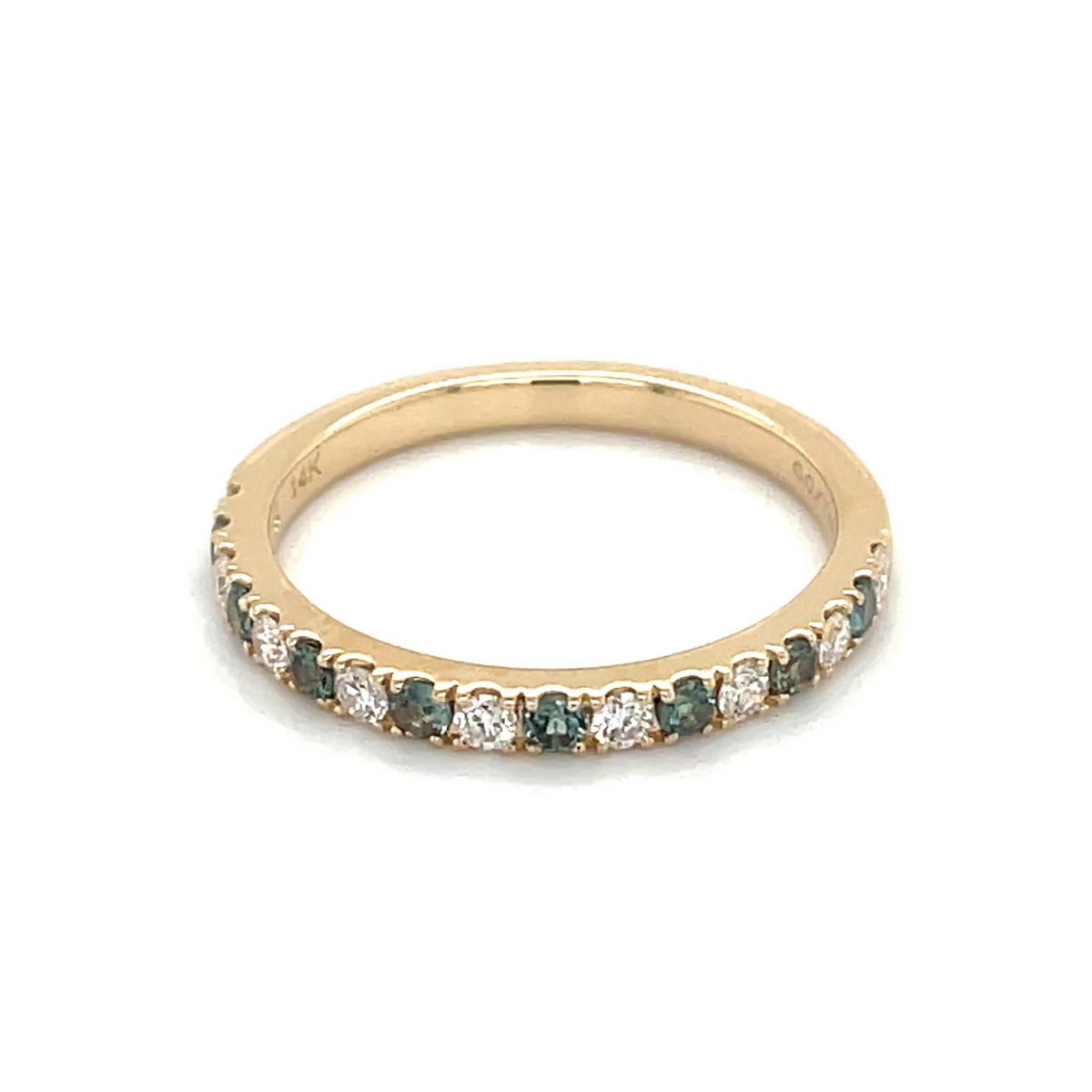 Alternating Alexandrite Diamond Ring in 14K Yellow Gold, Size 6.5