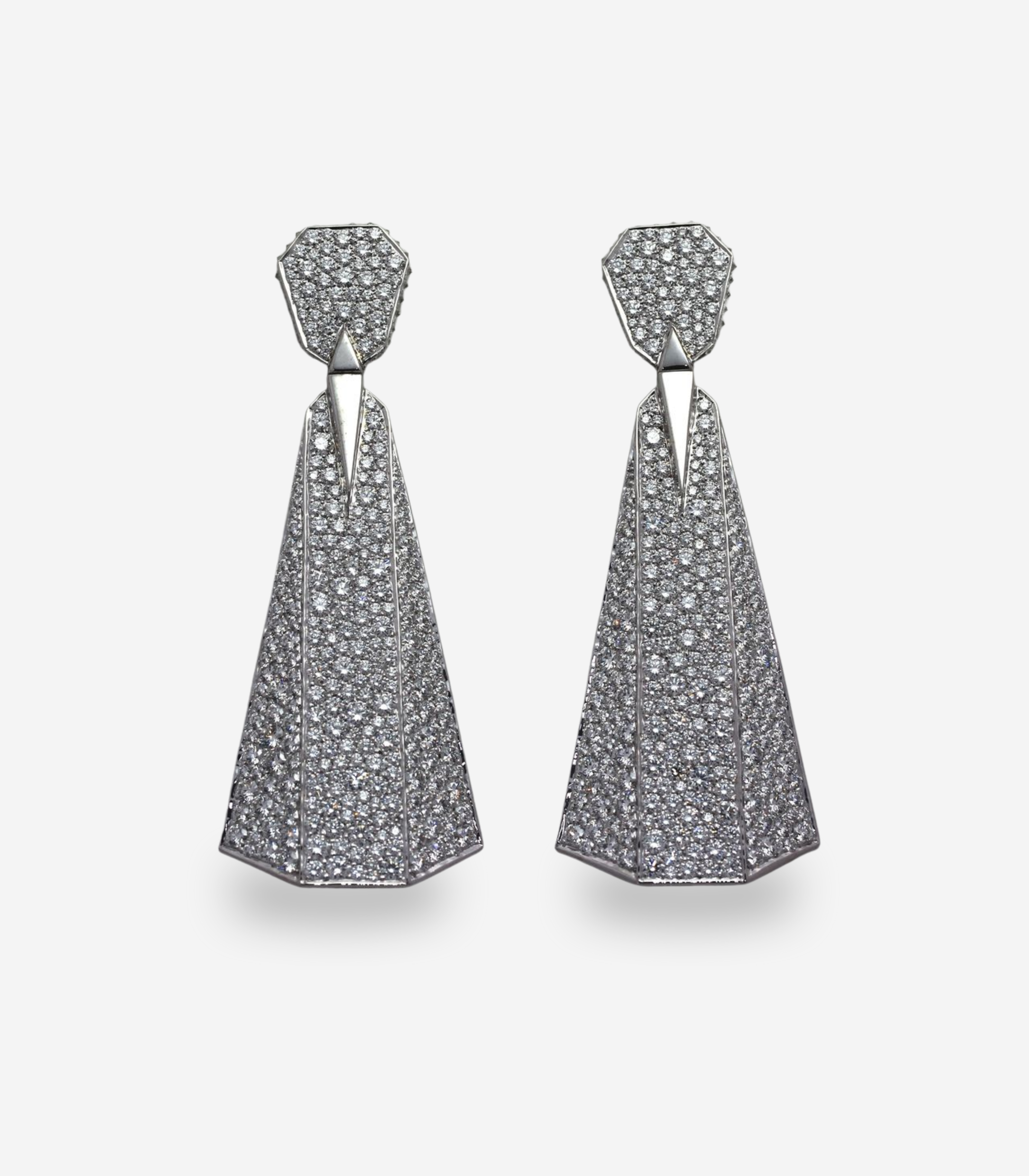 Arunashi Box Fold Diamond Earrings in 18K White Gold
