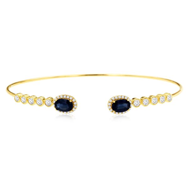 Sapphire Diamond Cuff in 14K Yellow Gold