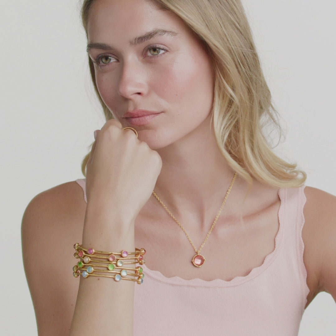 Julie Vos Milano Luxe Bangle in Iridescent Clear Crystal