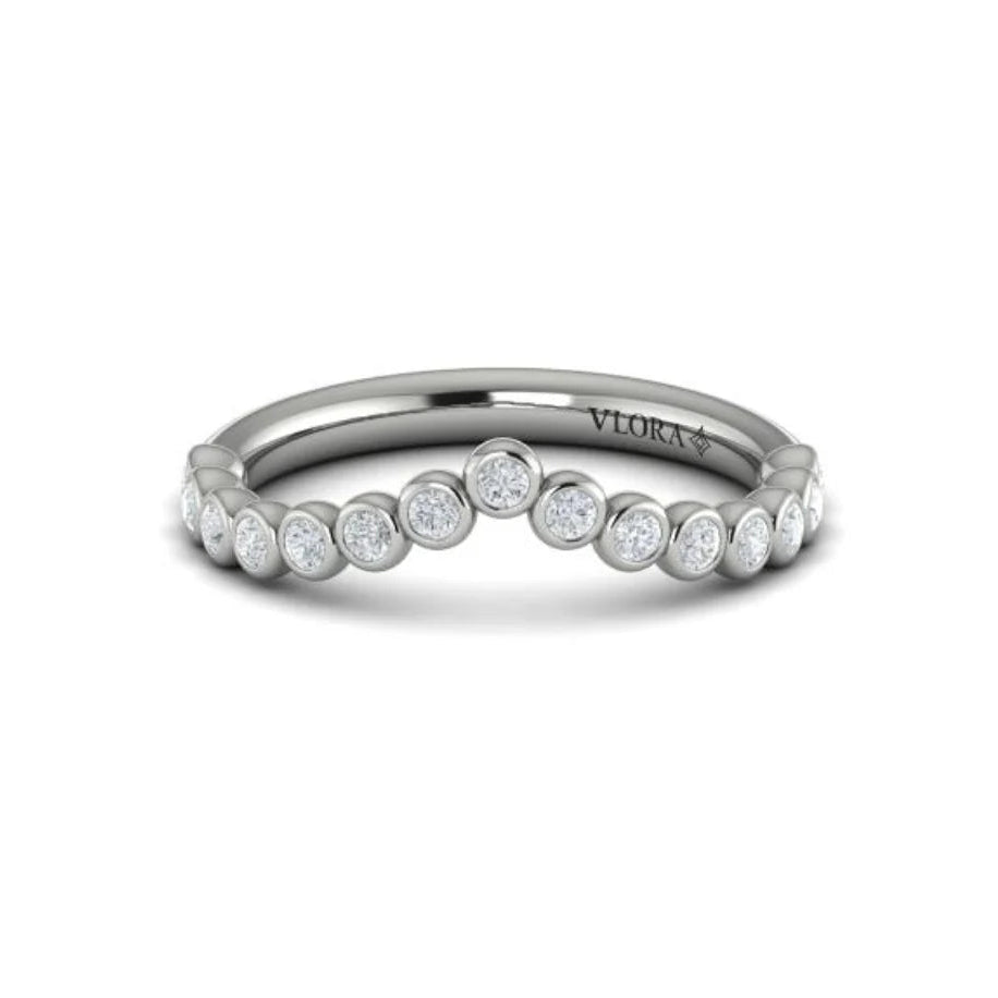 V-Shape Bezel Diamond Band in 14K White Gold, Size 6.5