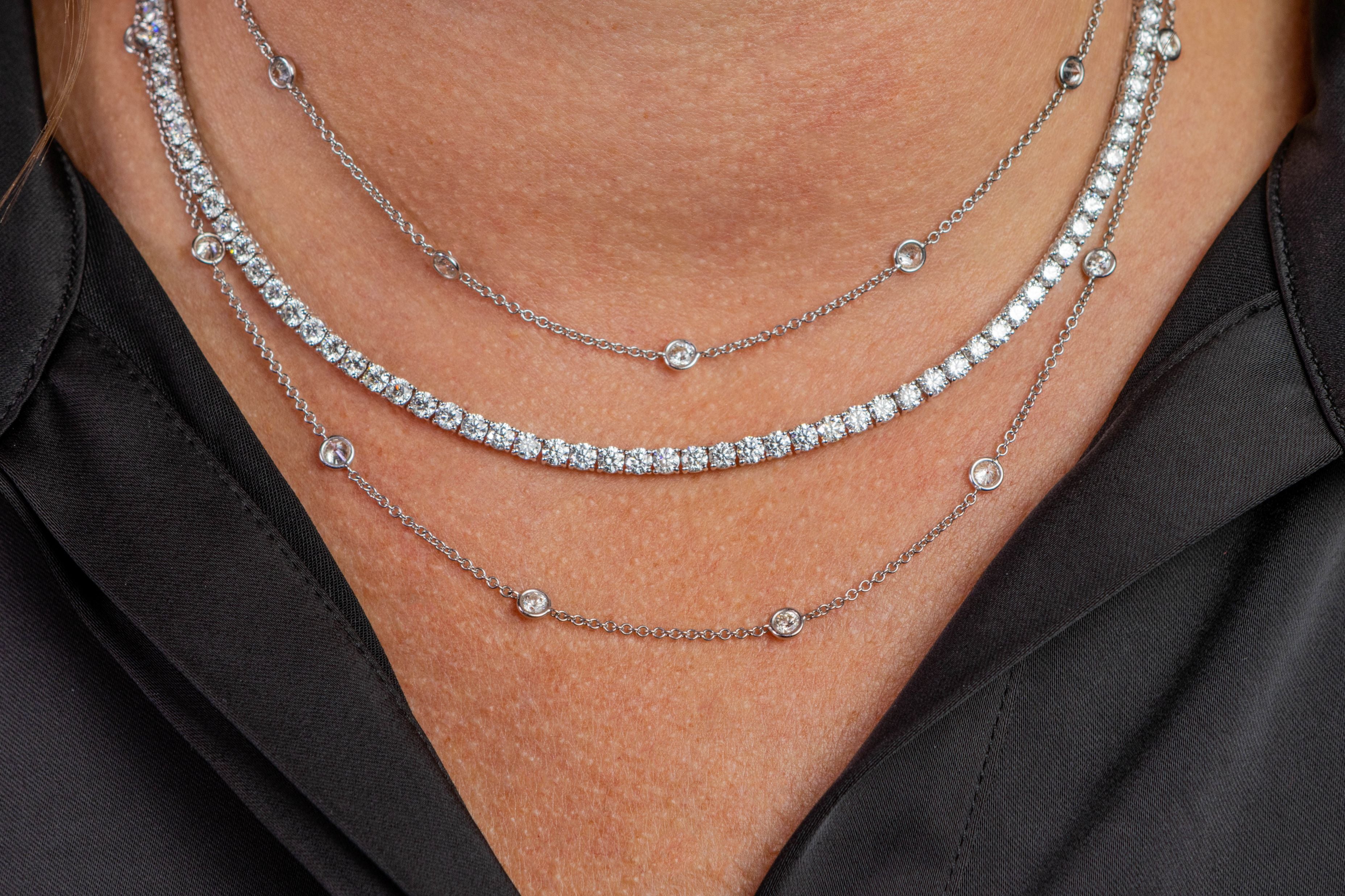 Bailey's Essentials 7.00CT Round Diamond Tennis Necklace in 14K White Gold