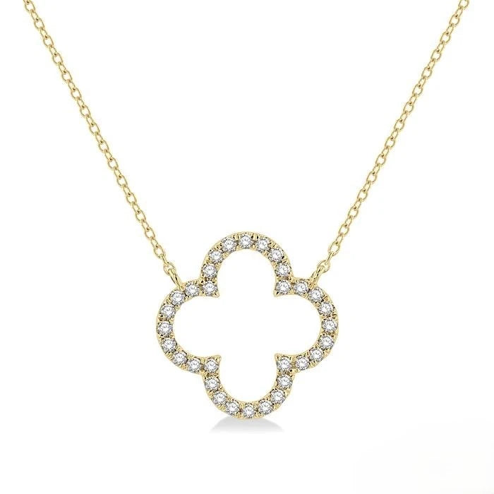 Diamond Clover Station Necklace in 14K Yellow Gold