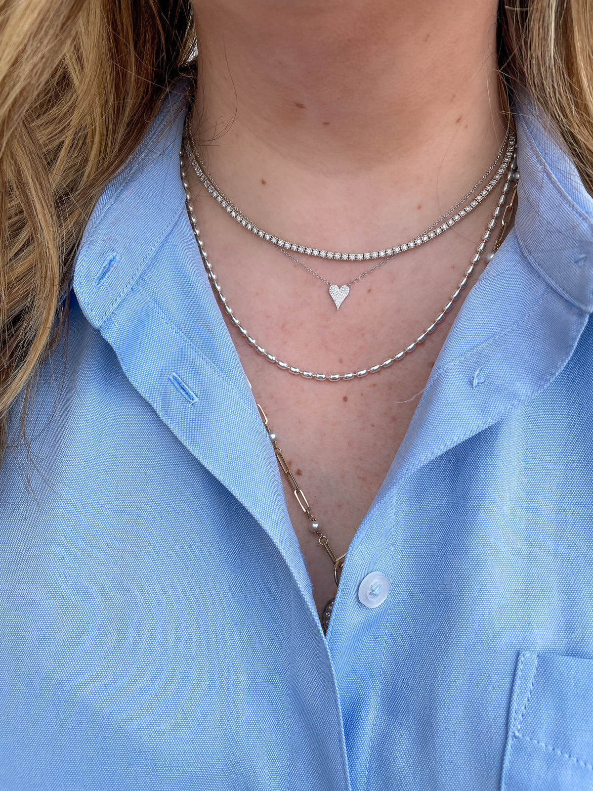 Pave Diamond Heart Pendant Necklace in 14K White Gold