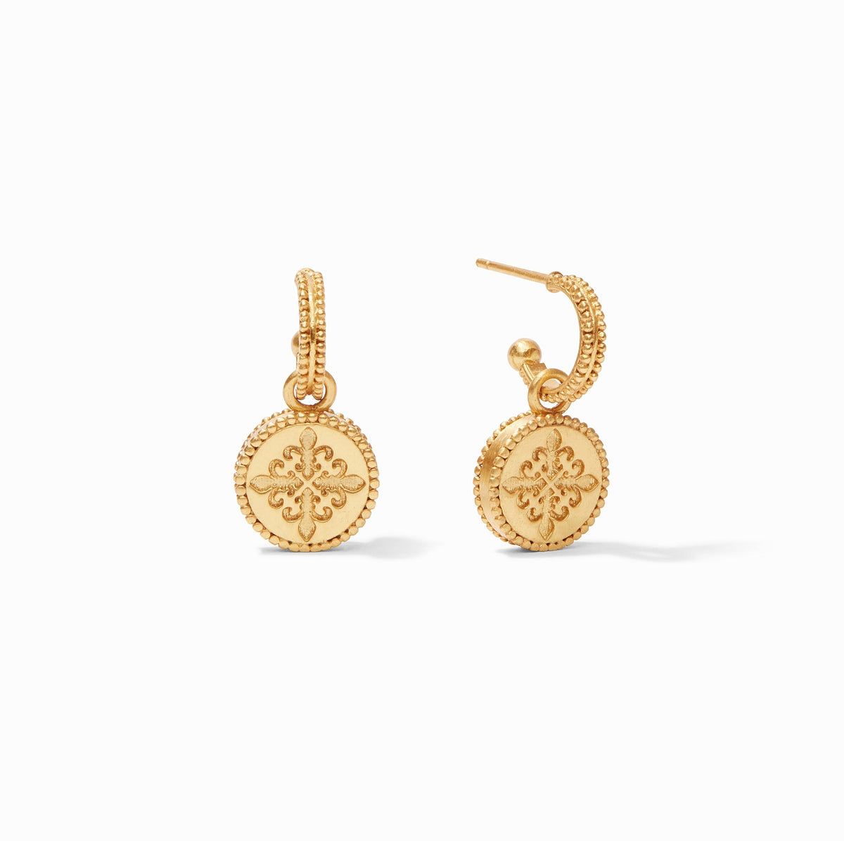 Julie Vos Fleur De Lis Charm Hoop Earrings
