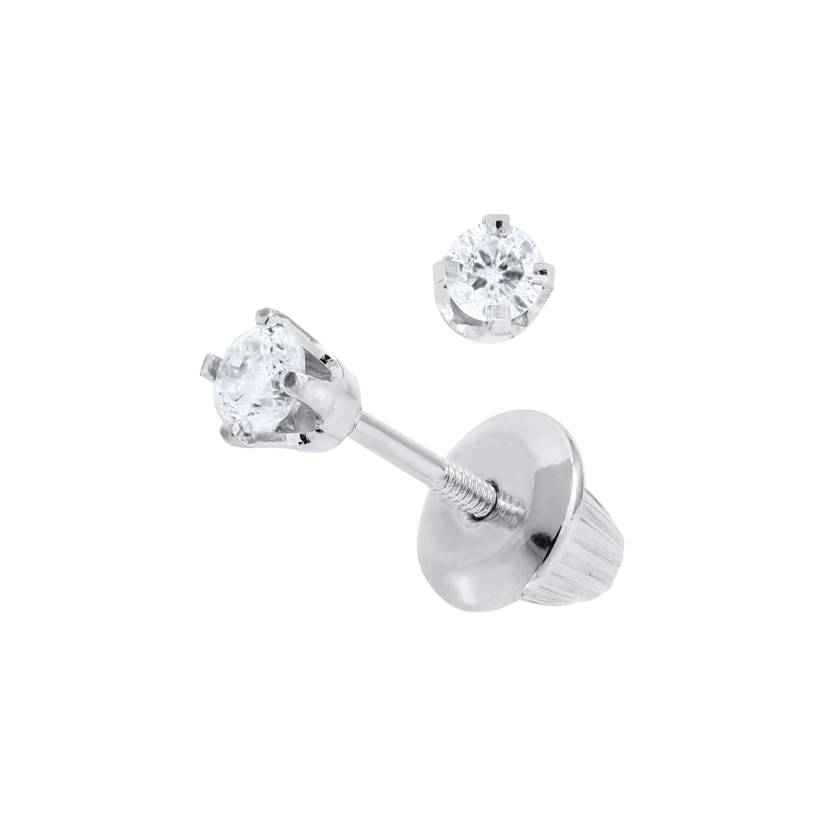 Children's Diamond Stud Earrings in 14K White Gold