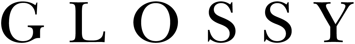 Glossy logo in black text on a white background
