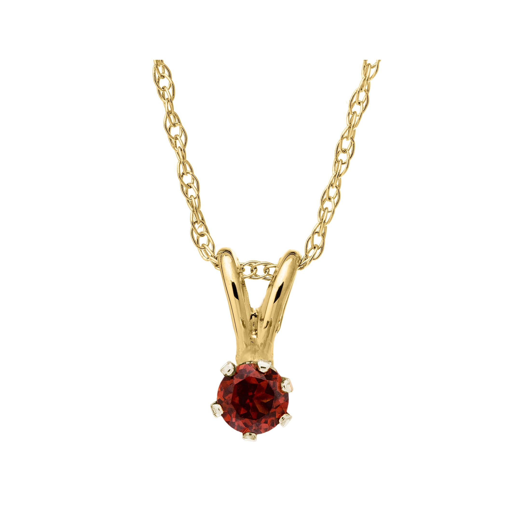 Children's Garnet Necklace in 14K Yellow Gold