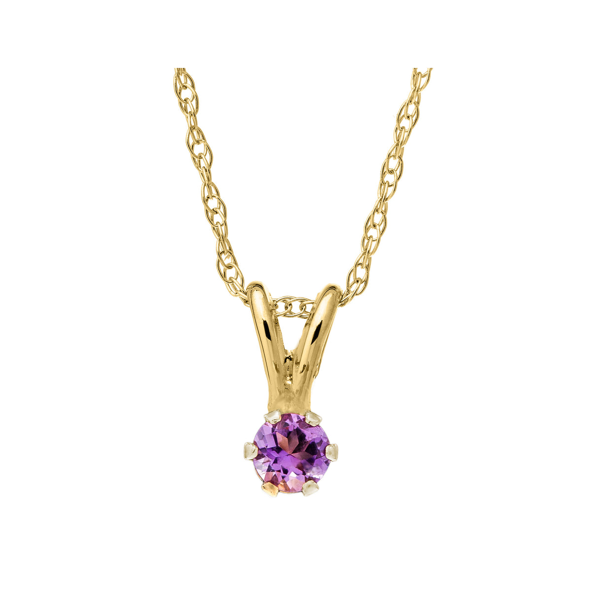 Children's Amethyst Necklace in 14K Yellow Gold