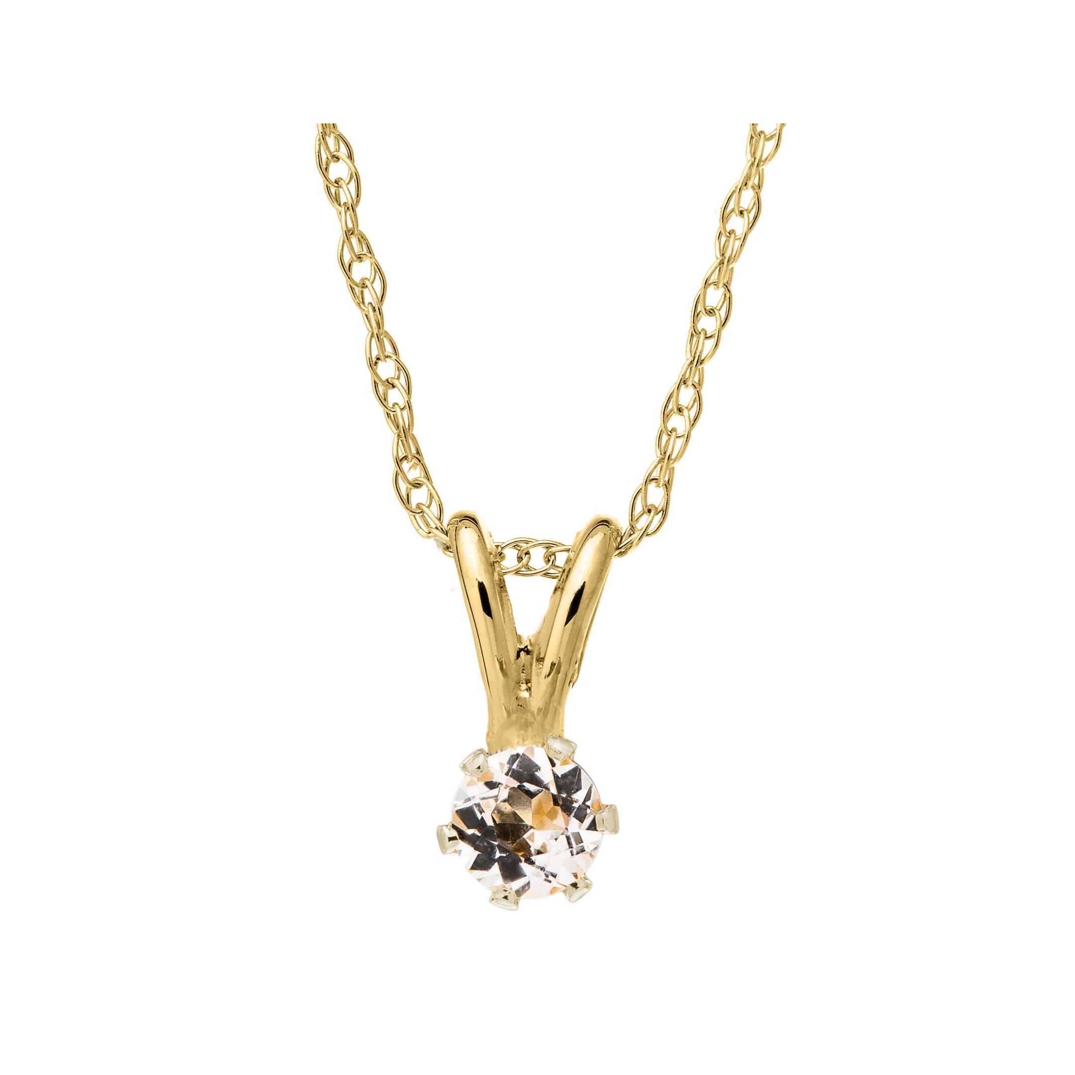 Children's White Topaz Necklace in 14K Yellow Gold