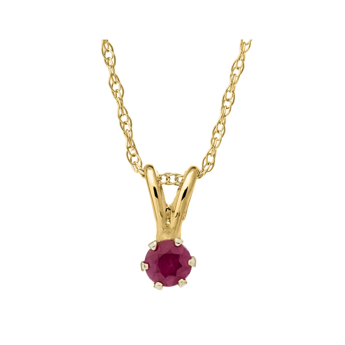 Children's Ruby Necklace in 14K Yellow Gold