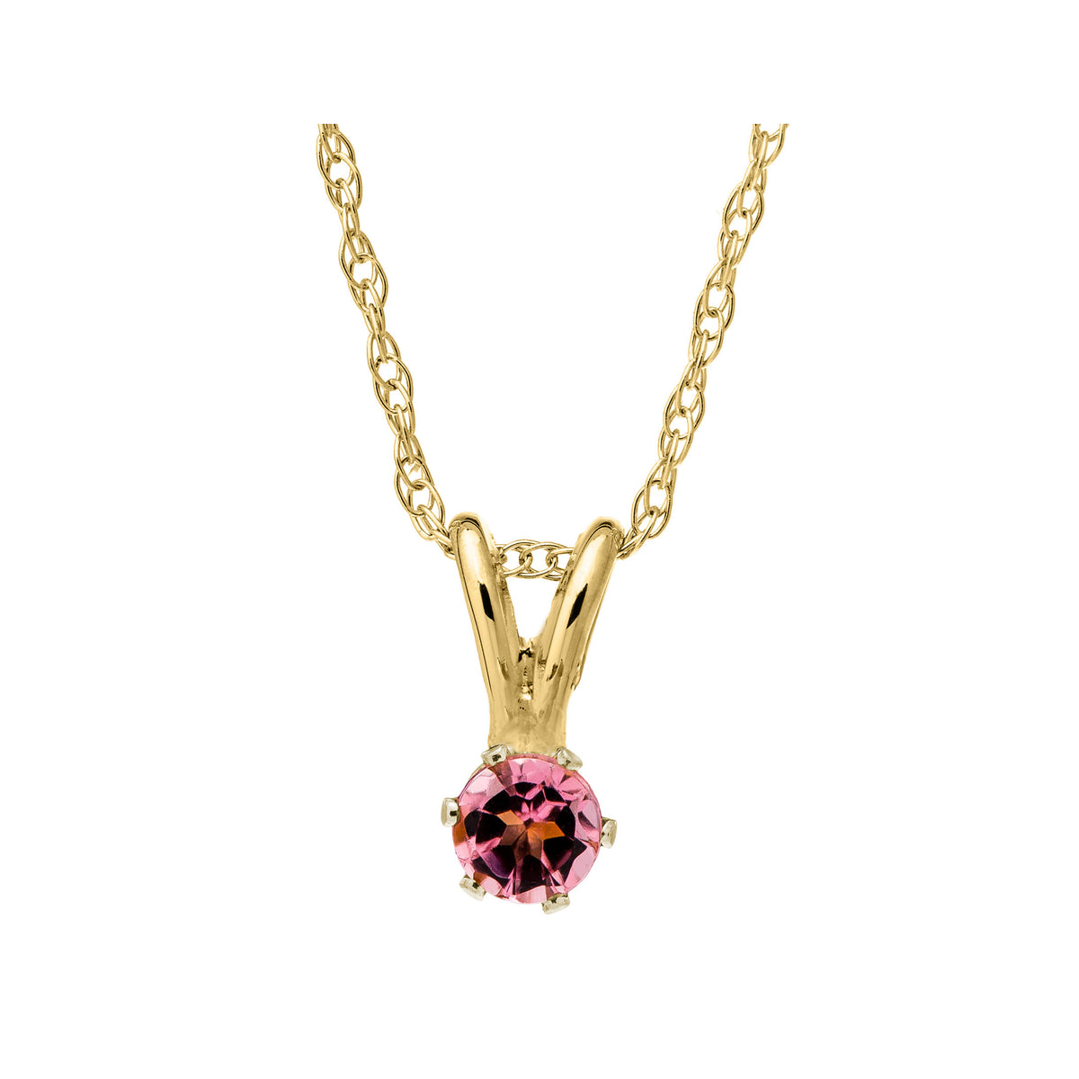 Children's Pink Tourmaline Necklace in 14K Yellow Gold