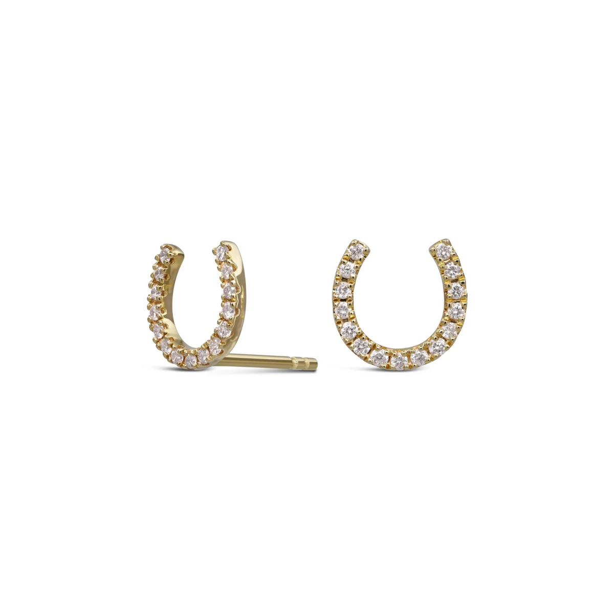 Diamond Horseshoe Stud Earrings in 14K Yellow Gold