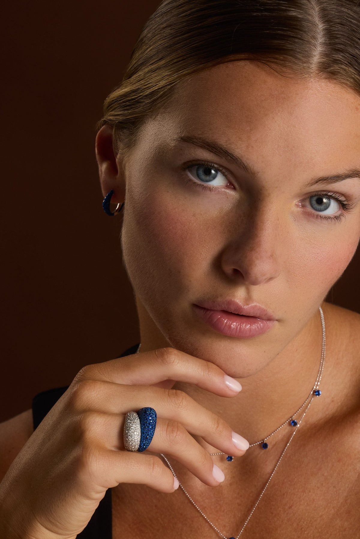 Graziela Blue Sapphire Bahia Ring in 18K White Gold, Size 7