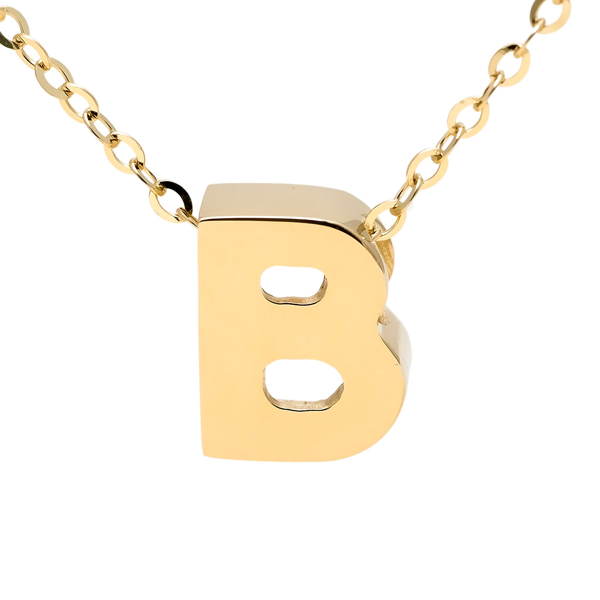 B Initial Pendant Necklace in 14K Yellow Gold