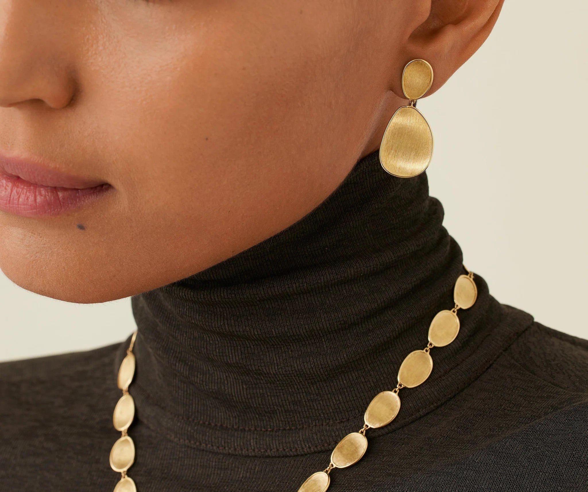 Marco Bicego Lunaria Double Drop Earrings in Yellow Gold