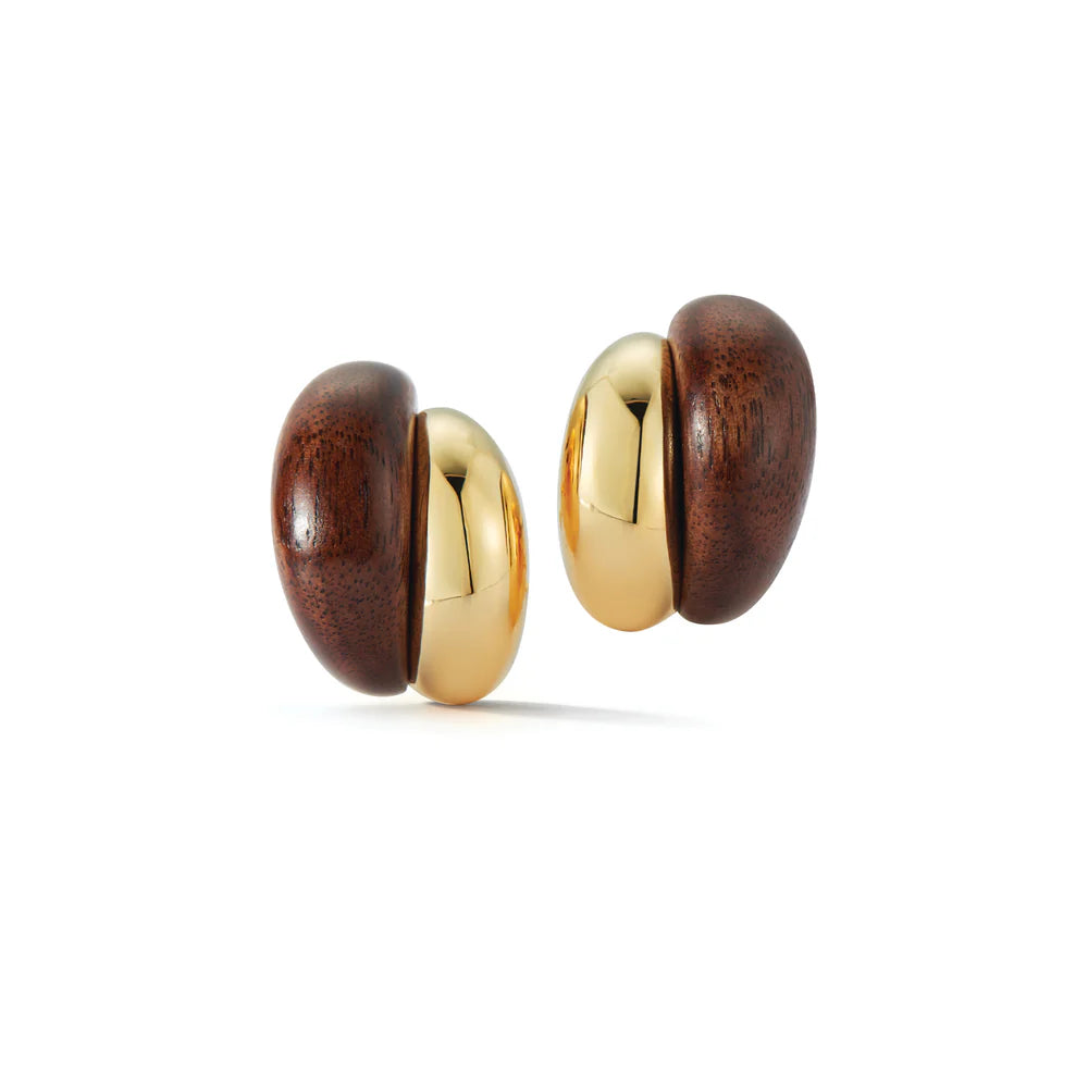 Seaman Schepps Rose Wood Silhouette Earrings in 18K Yellow Gold