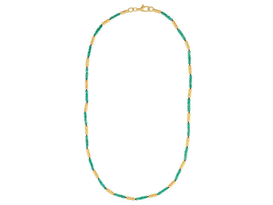 Gurhan Vertigo Emerald Beaded Necklace in 24K Yellow Gold