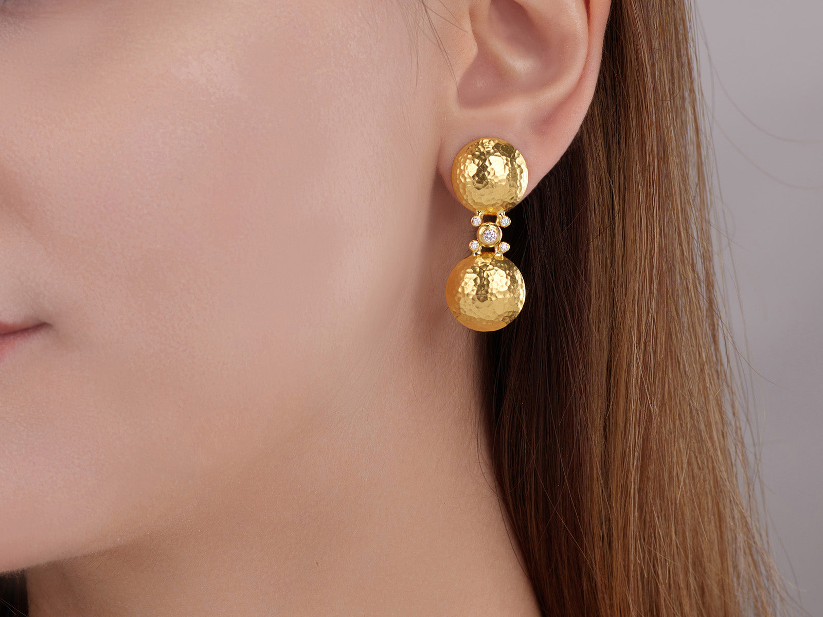 Gurhan Spell Diamond Single Drop Earrings in 24K Yellow Gold