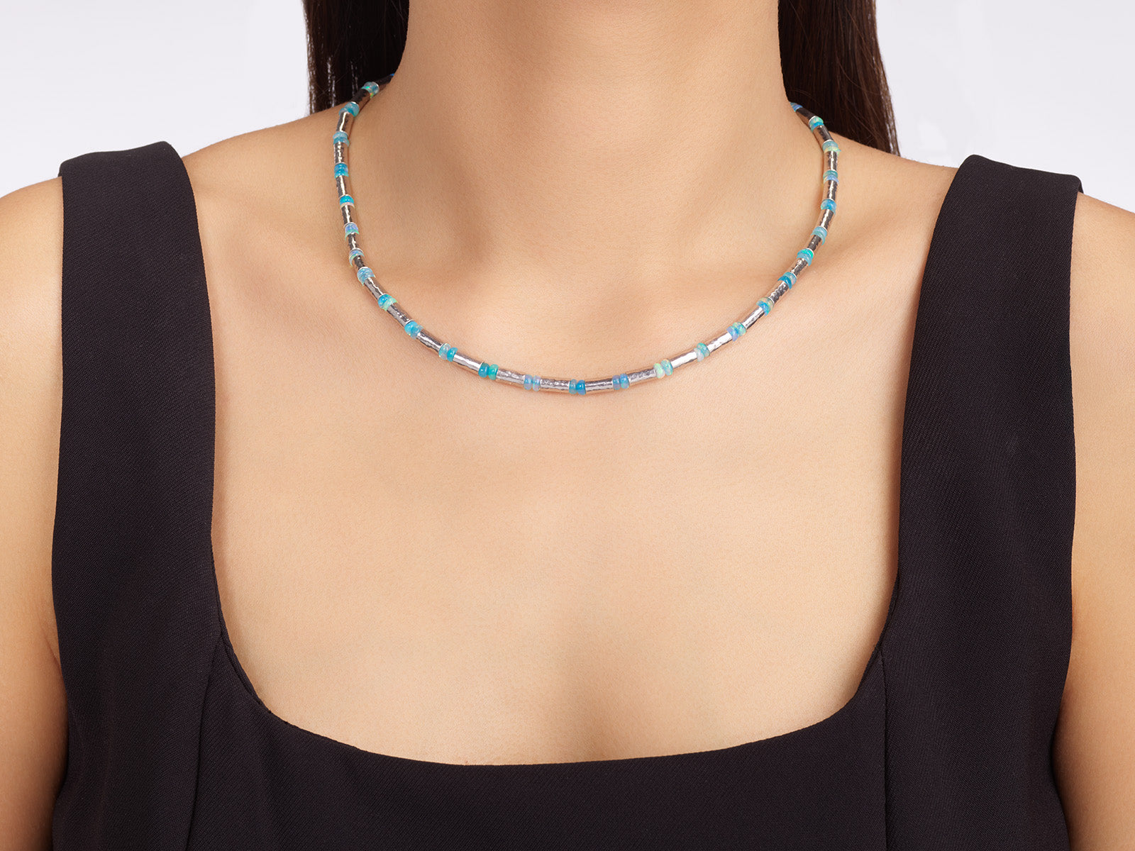 Gurhan Vertigo Opal Beaded Necklace in Sterling Silver