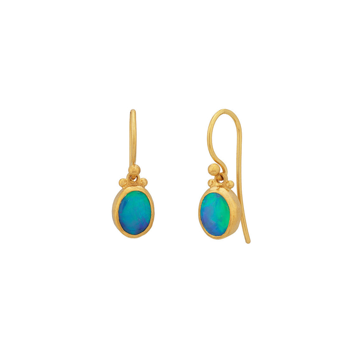 Gurhan Rune Opal Drop Earrings in 24K Yellow Gold