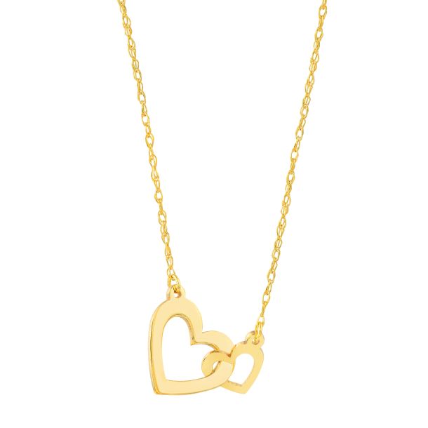 Interlocking Hearts Necklace in 14K Yellow Gold