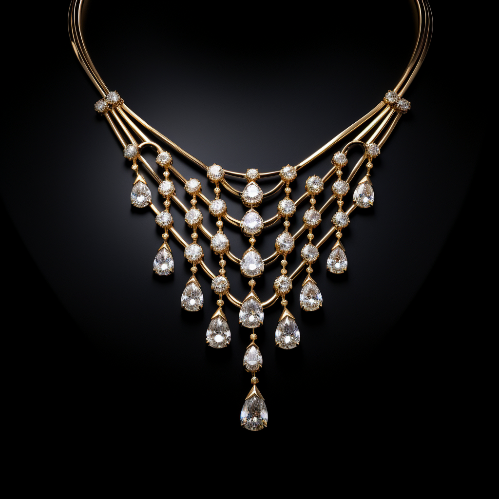 Diamond necklace on a black background