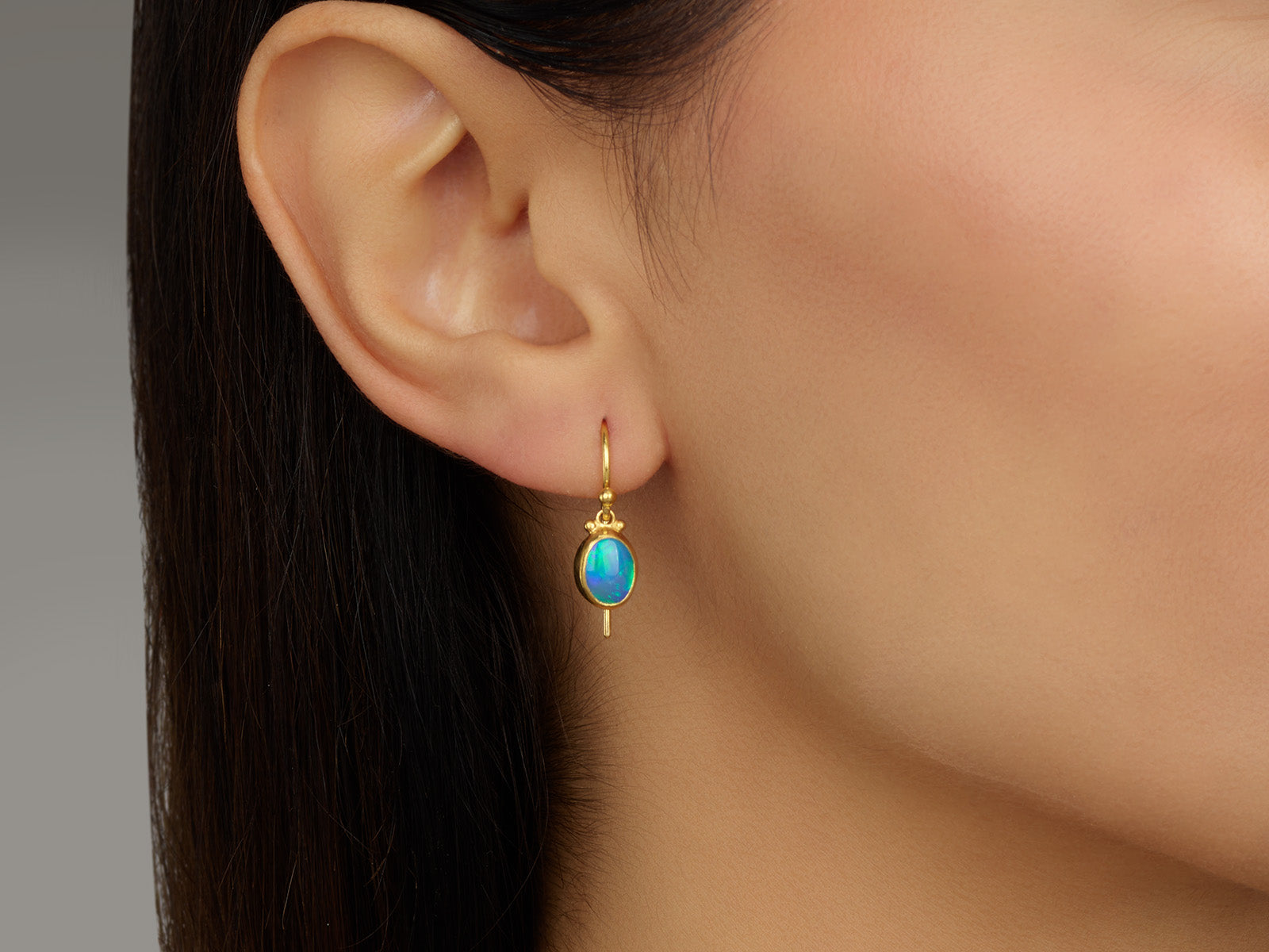 Gurhan Rune Opal Drop Earrings in 24K Yellow Gold
