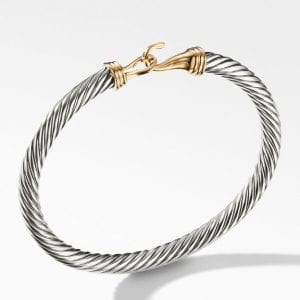 David Yurman Buckle Classic Cable Bracelet in Sterling Silver with 14K Yellow Gold, 5mm Bracelets Bailey's Fine Jewelry