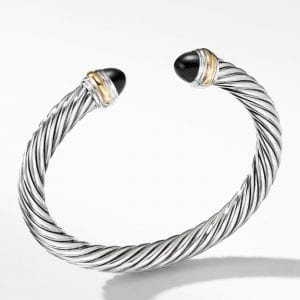 David Yurman Classic Cable Bracelet in Sterling Silver with 14K Yellow Gold and Black Onyx, 7mm Bracelets Bailey's Fine Jewelry