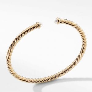 David Yurman Modern Cablespira Bracelet in 18K Yellow Gold with Pearls, 4mm DY Bailey's Fine Jewelry