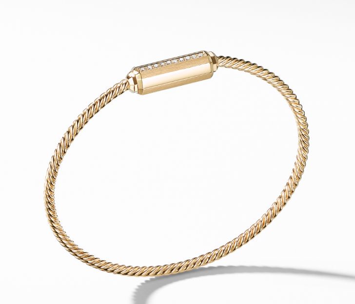 David Yurman Barrels Bracelet with Diamonds in 18K Gold, Size M ...