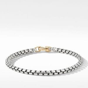 David Yurman DY Bel Aire Box Chain Bracelet in Sterling Silver with 14K Yellow Gold, 4mm Bracelets Bailey's Fine Jewelry
