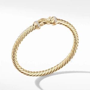 David Yurman Buckle Cablespira Bracelet in 18K Yellow Gold with Diamonds, 5mm DY Bailey's Fine Jewelry