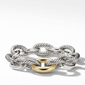 David Yurman Oval Link Chain Bracelet in Sterling Silver with 18K Yellow Gold, 19mm Bracelets Bailey's Fine Jewelry