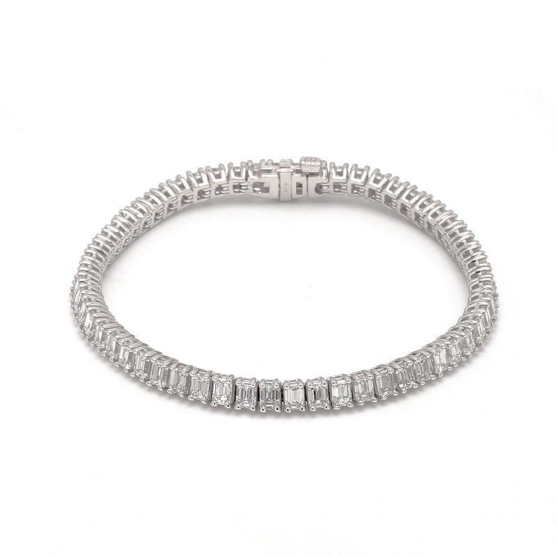 18ct White Gold Emerald and Diamond Bracelet | Bruce Russell & Son