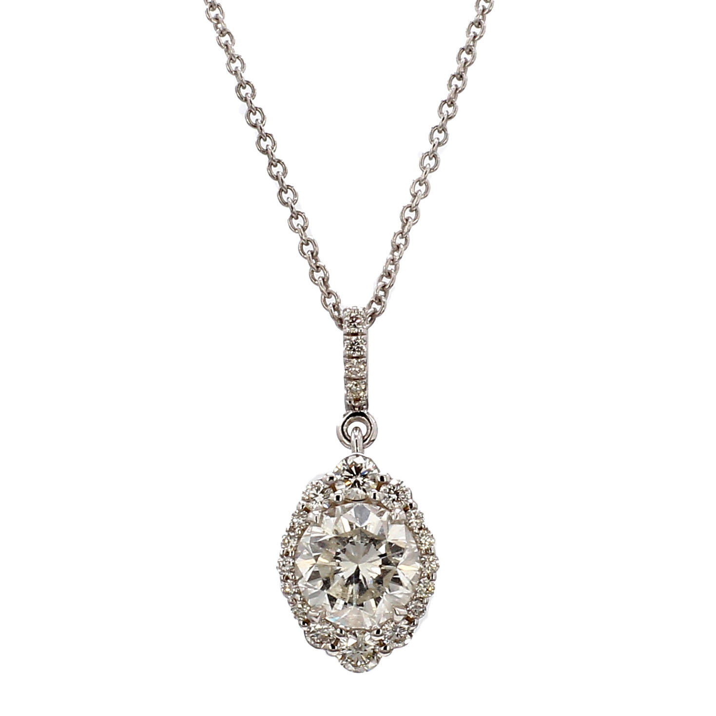 Marquise Diamond Halo Pendant Necklace in 18k White Gold – Bailey's ...