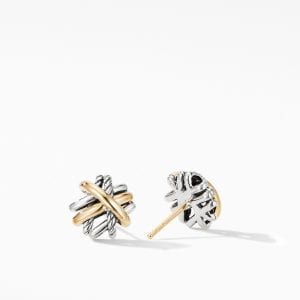 David Yurman Crossover Stud Earrings in Sterling Silver with 18K Yellow Gold, 11mm DY Bailey's Fine Jewelry
