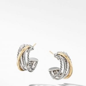 David Yurman Crossover Shrimp Earrings in Sterling Silver with 18K Yellow Gold, 19.5mm DY Bailey's Fine Jewelry