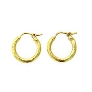 Elizabeth Locke Hammered Big Baby Hoop Earrings in 19kt Yellow Gold Hoop Earrings Bailey's Fine Jewelry