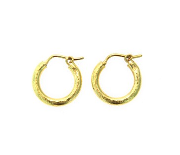 Elizabeth Locke Hammered Big Baby Hoop Earrings in 19kt Yellow Gold ...