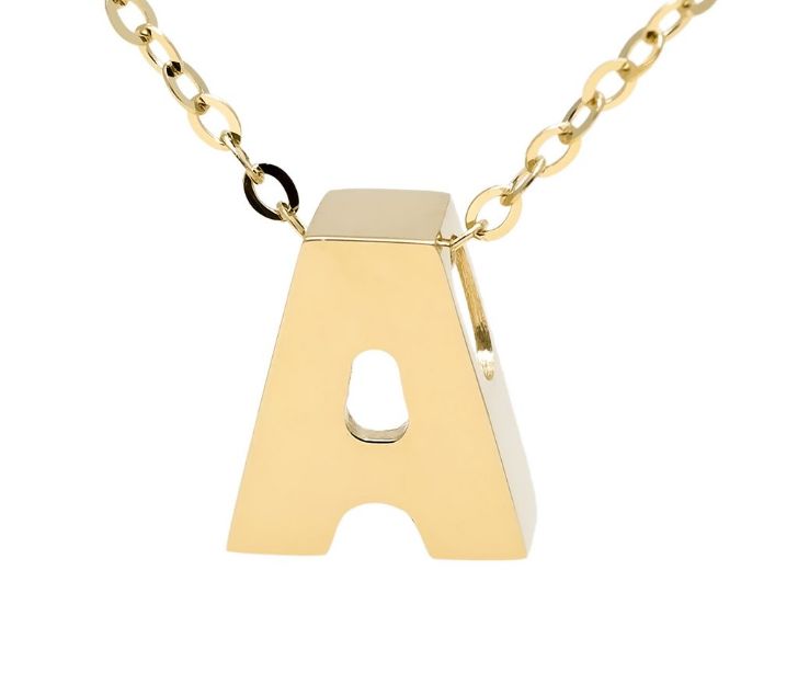 Sideways Block Initial C Necklace in 10k Yellow Gold