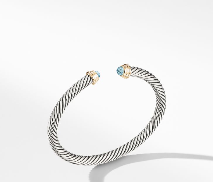 David Yurman Cable Kids Birthstone Bracelet with Aquamarine and 14K Gold,  4mm, Size S – Bailey's Fine Jewelry