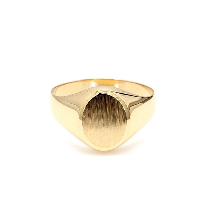 14K Gold Flower Engravable Signet Ring for Women