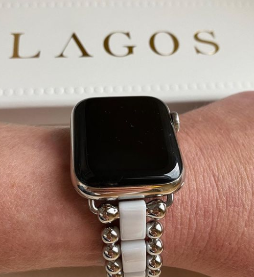Lagos Smart Caviar Gold and Sterling Silver Single Diamond Watch Bracelet,  38mm- 45mm | Lee Michaels Fine Jewelry