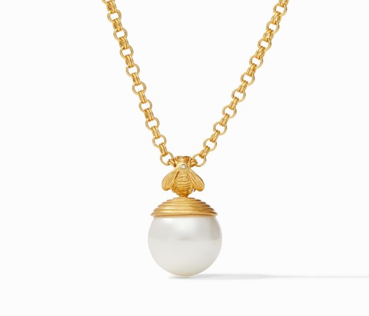Julie Vos 24kt Yellow Gold Plate Bee Pearl Pendant Necklace – Bailey's ...